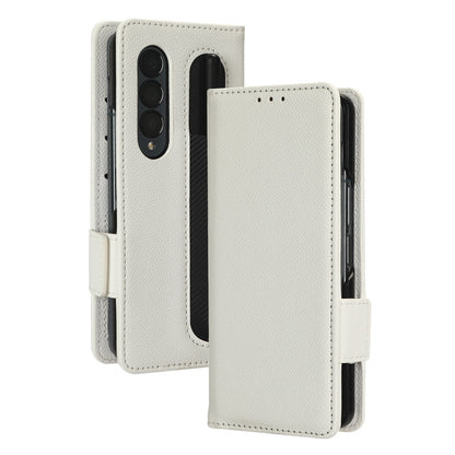 For Samsung Galaxy Z Fold3 5G Litchi Texture PU Leather Wallet Case Stand Function Dual Magnetic Clasp Flip Cover with Pen Holder