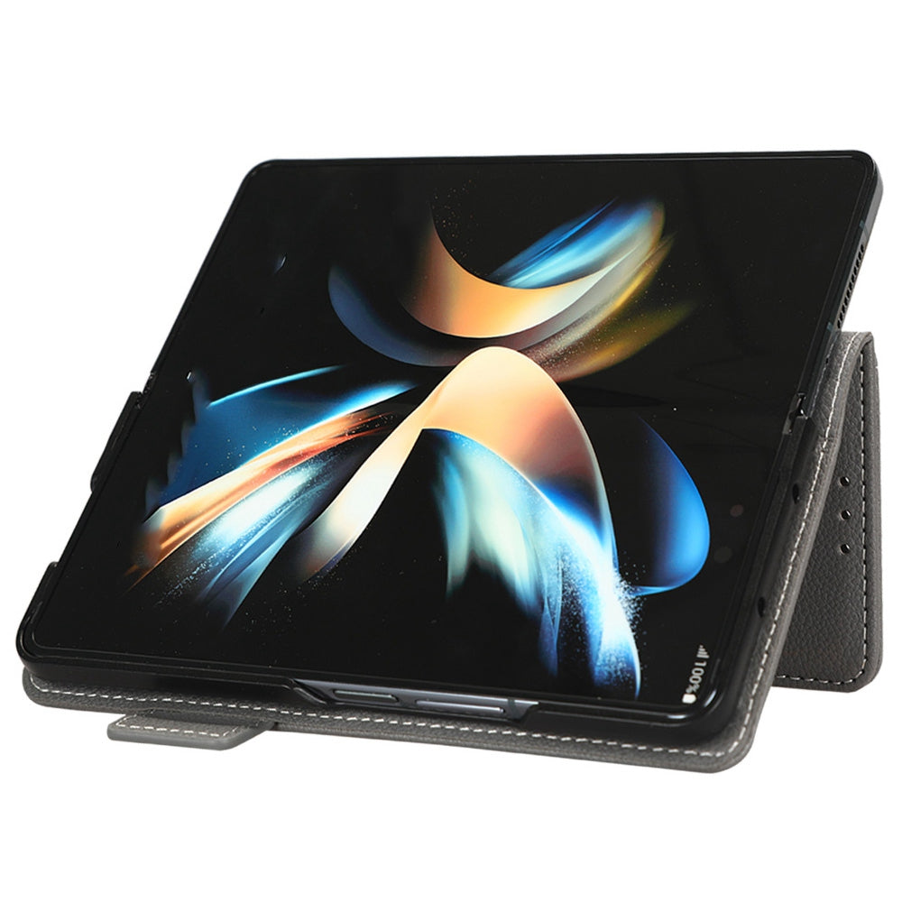 For Samsung Galaxy Z Fold3 5G Litchi Texture PU Leather Wallet Case Stand Function Dual Magnetic Clasp Flip Cover with Pen Holder