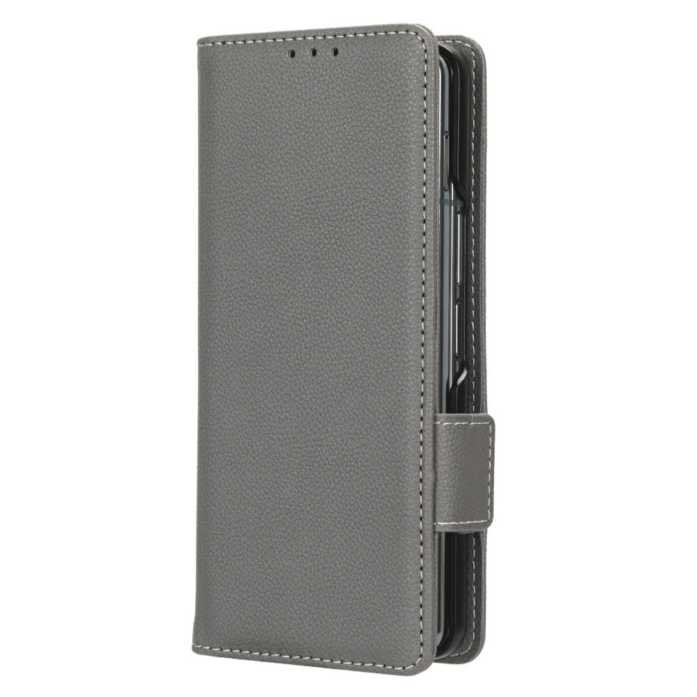 For Samsung Galaxy Z Fold3 5G Litchi Texture PU Leather Wallet Case Stand Function Dual Magnetic Clasp Flip Cover with Pen Holder