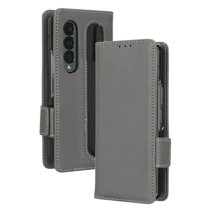 For Samsung Galaxy Z Fold3 5G Litchi Texture PU Leather Wallet Case Stand Function Dual Magnetic Clasp Flip Cover with Pen Holder