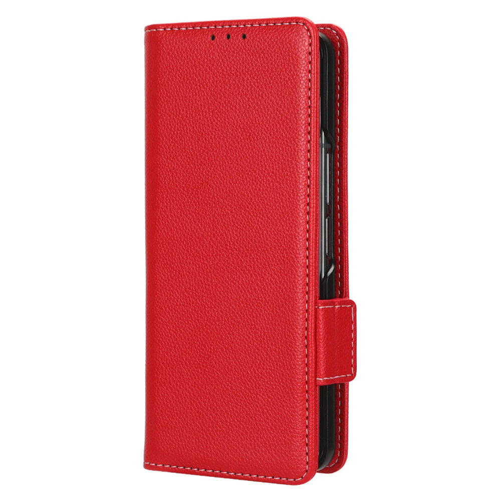 For Samsung Galaxy Z Fold3 5G Litchi Texture PU Leather Wallet Case Stand Function Dual Magnetic Clasp Flip Cover with Pen Holder