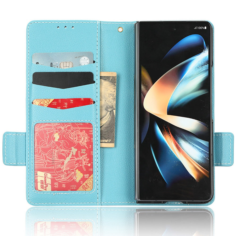 For Samsung Galaxy Z Fold3 5G Litchi Texture PU Leather Wallet Case Stand Function Dual Magnetic Clasp Flip Cover with Pen Holder