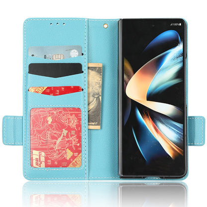 For Samsung Galaxy Z Fold3 5G Litchi Texture PU Leather Wallet Case Stand Function Dual Magnetic Clasp Flip Cover with Pen Holder