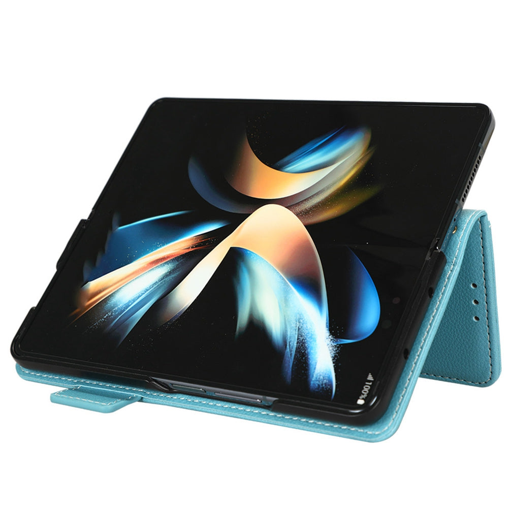 For Samsung Galaxy Z Fold3 5G Litchi Texture PU Leather Wallet Case Stand Function Dual Magnetic Clasp Flip Cover with Pen Holder