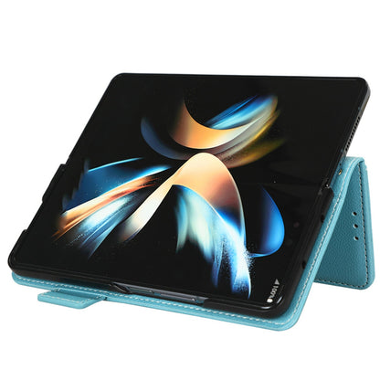 For Samsung Galaxy Z Fold3 5G Litchi Texture PU Leather Wallet Case Stand Function Dual Magnetic Clasp Flip Cover with Pen Holder