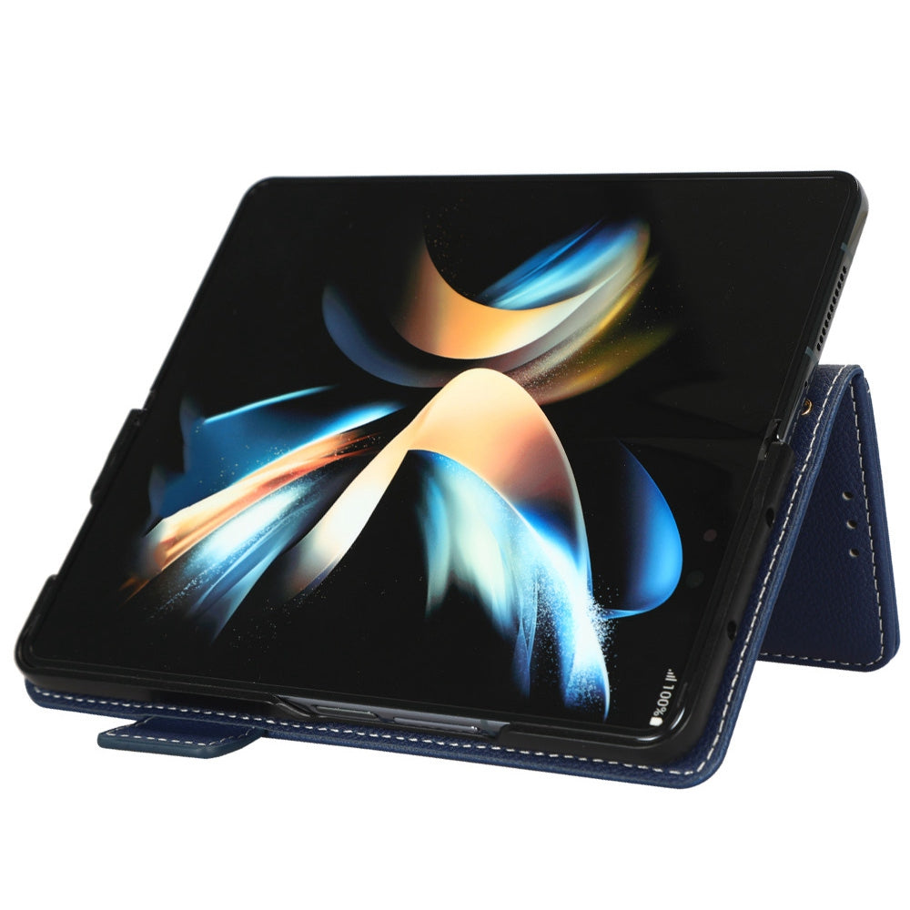 For Samsung Galaxy Z Fold3 5G Litchi Texture PU Leather Wallet Case Stand Function Dual Magnetic Clasp Flip Cover with Pen Holder