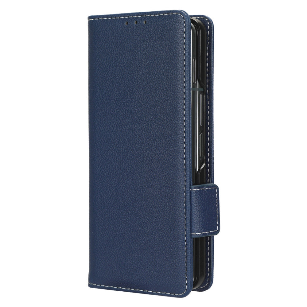 For Samsung Galaxy Z Fold3 5G Litchi Texture PU Leather Wallet Case Stand Function Dual Magnetic Clasp Flip Cover with Pen Holder