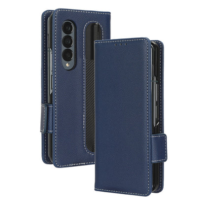 For Samsung Galaxy Z Fold3 5G Litchi Texture PU Leather Wallet Case Stand Function Dual Magnetic Clasp Flip Cover with Pen Holder