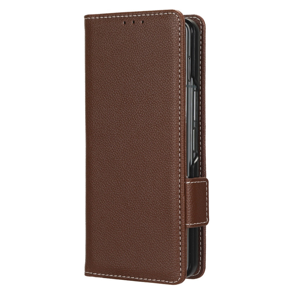 For Samsung Galaxy Z Fold3 5G Litchi Texture PU Leather Wallet Case Stand Function Dual Magnetic Clasp Flip Cover with Pen Holder