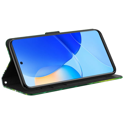 For Honor Magic4 Lite 4G / 5G PU Leather Flip Wallet Cover 3D Pattern Printing Stand Feature Magnetic Protective Phone Case with Strap