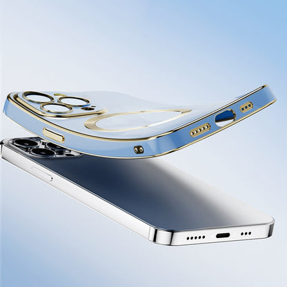 For iPhone 13 Pro 6.1 inch TPU Phone Case Electroplating Gold Edge Anti-fall Mobile Phone Cover Support Wireless Magnetic Charging