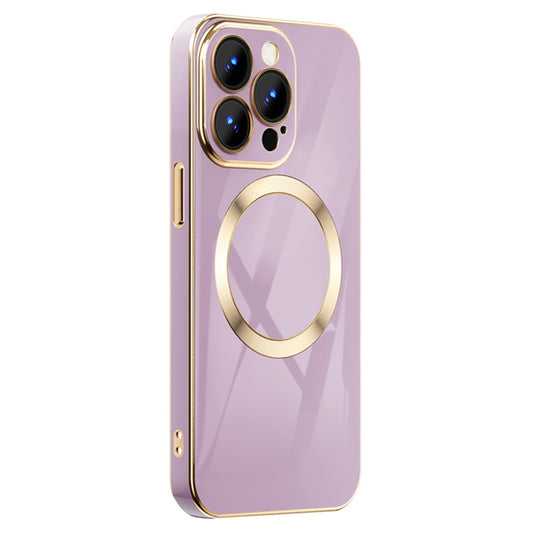 For iPhone 13 Pro 6.1 inch TPU Phone Case Electroplating Gold Edge Anti-fall Mobile Phone Cover Support Wireless Magnetic Charging
