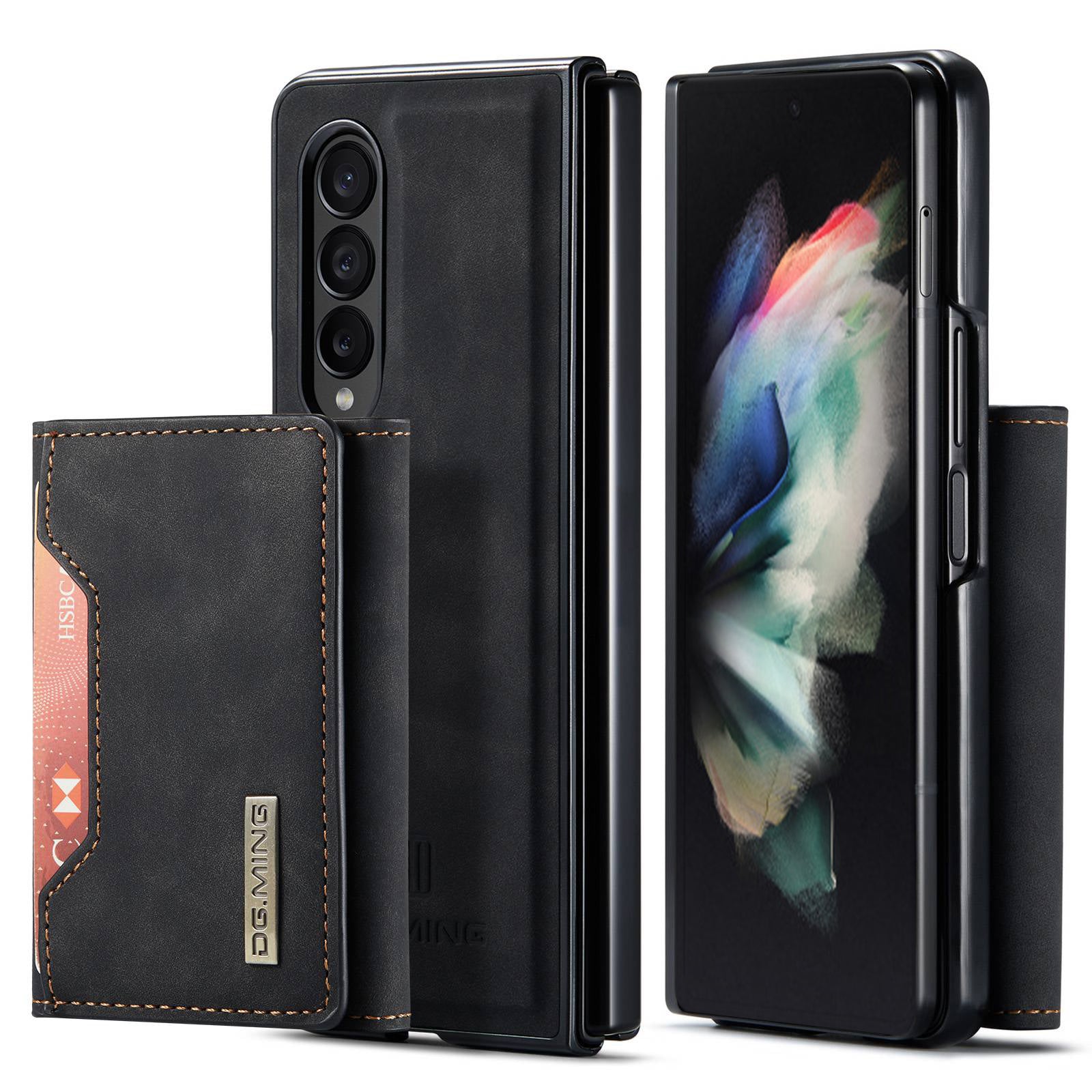 DG.MING M2 Series Phone Case for Samsung Galaxy Z Fold3 5G Shockproof Case Magnetic Absorption Detachable Wallet Phone Case Kickstand Protective Cover