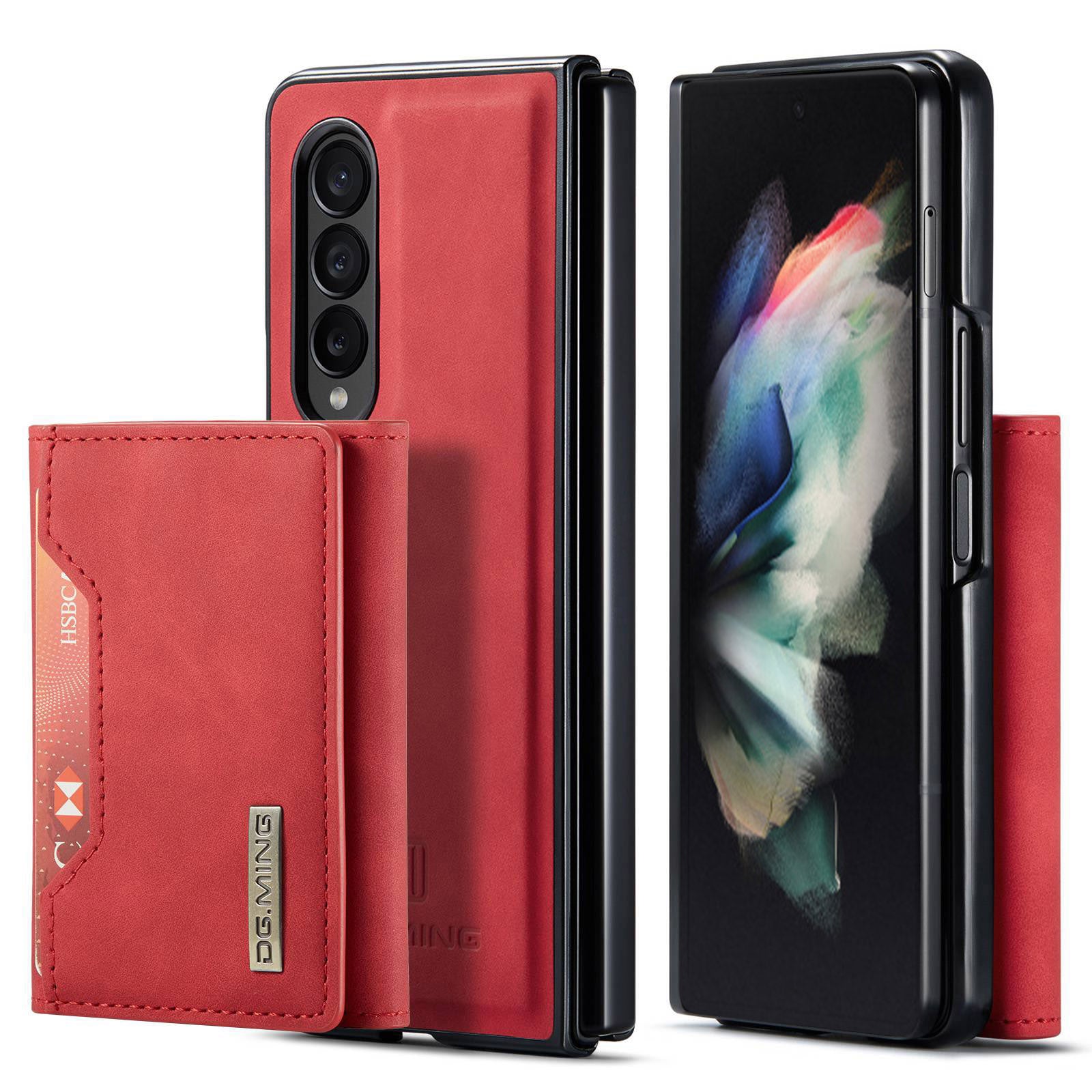 DG.MING M2 Series Phone Case for Samsung Galaxy Z Fold3 5G Shockproof Case Magnetic Absorption Detachable Wallet Phone Case Kickstand Protective Cover