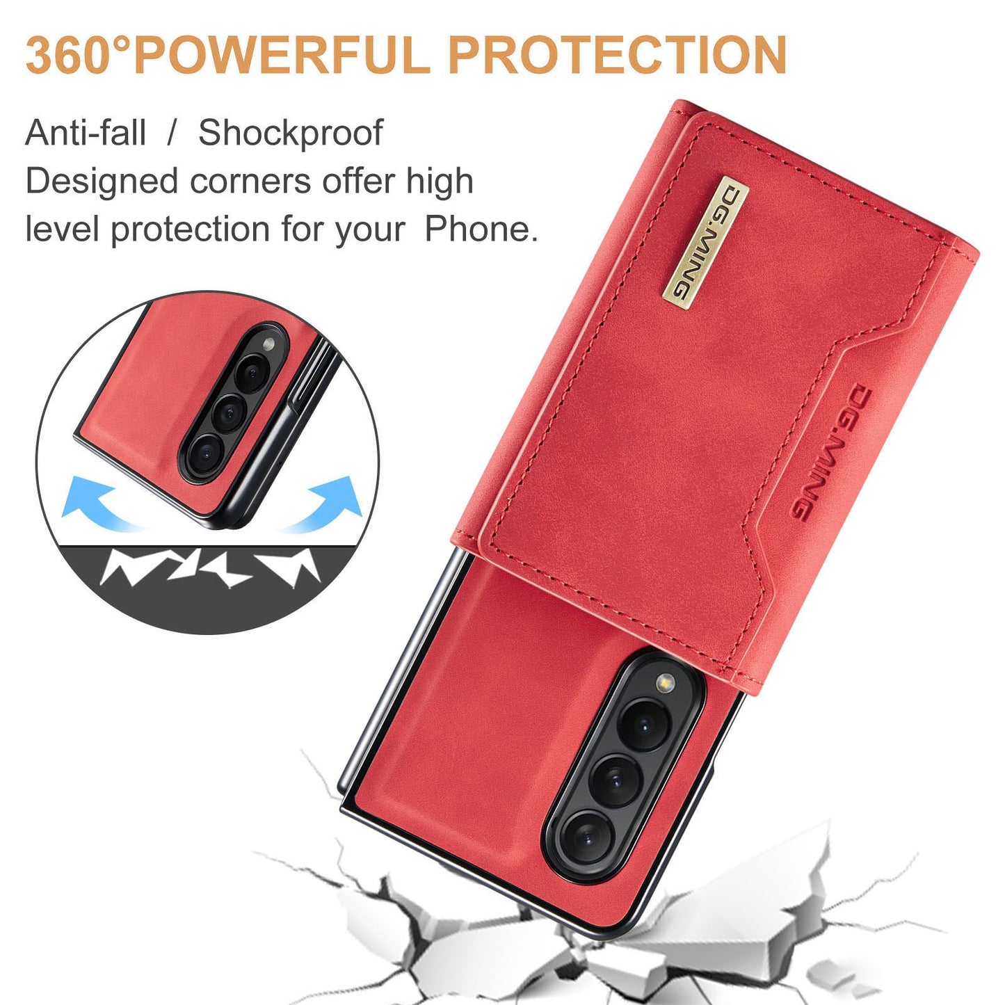 DG.MING M2 Series Phone Case for Samsung Galaxy Z Fold3 5G Shockproof Case Magnetic Absorption Detachable Wallet Phone Case Kickstand Protective Cover