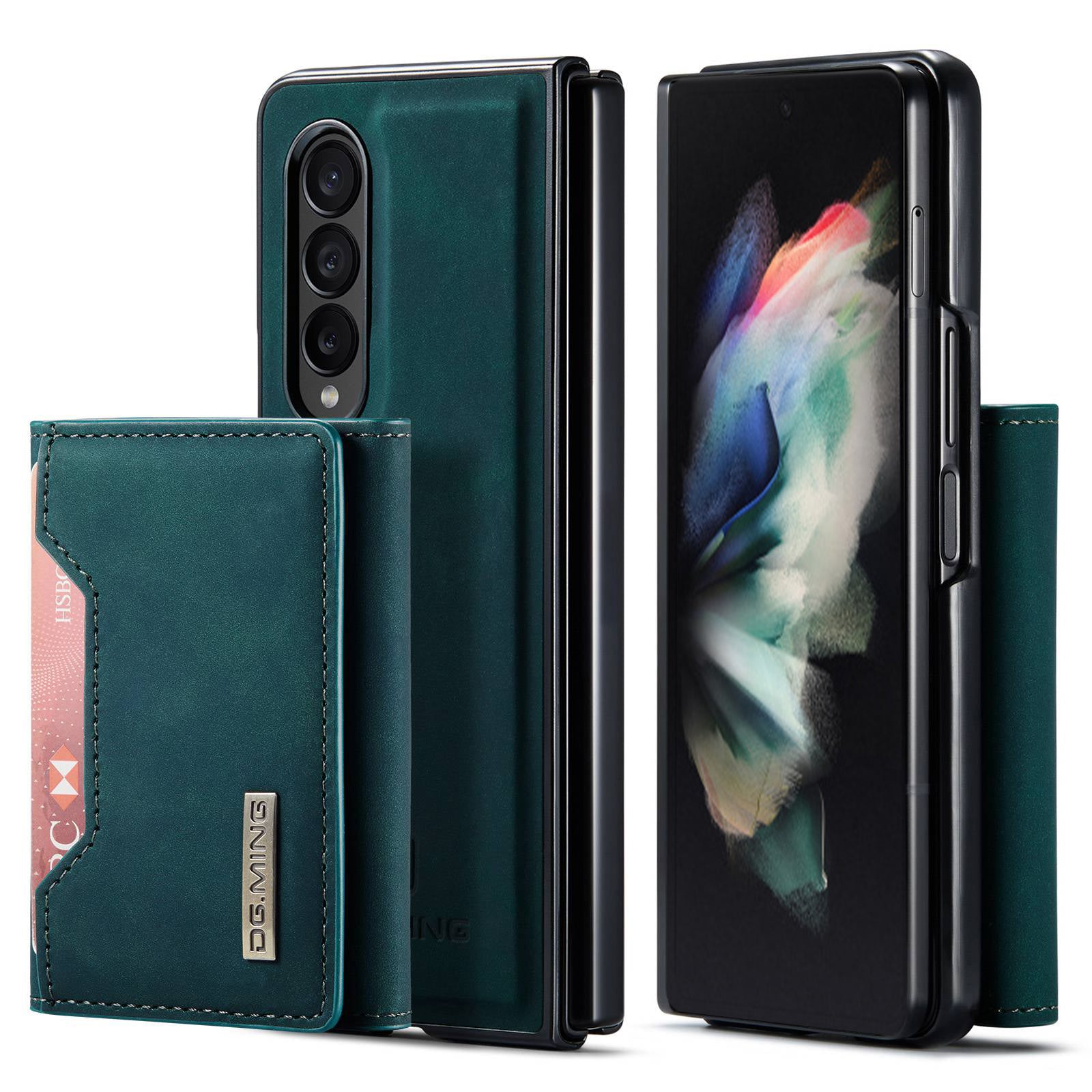 DG.MING M2 Series Phone Case for Samsung Galaxy Z Fold3 5G Shockproof Case Magnetic Absorption Detachable Wallet Phone Case Kickstand Protective Cover