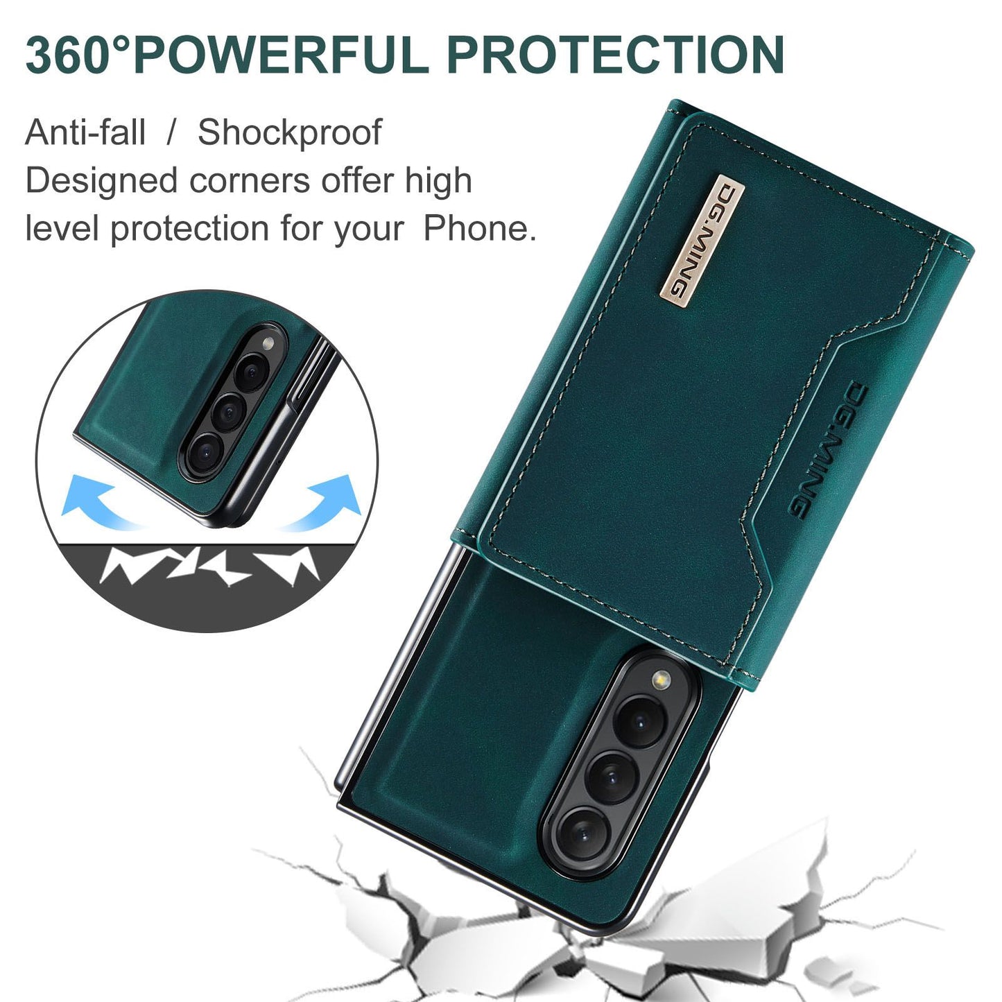 DG.MING M2 Series Phone Case for Samsung Galaxy Z Fold3 5G Shockproof Case Magnetic Absorption Detachable Wallet Phone Case Kickstand Protective Cover