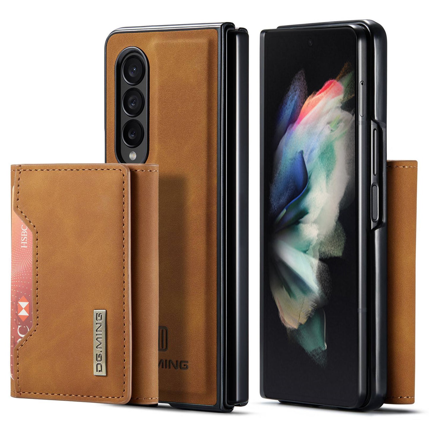 DG.MING M2 Series Phone Case for Samsung Galaxy Z Fold3 5G Shockproof Case Magnetic Absorption Detachable Wallet Phone Case Kickstand Protective Cover