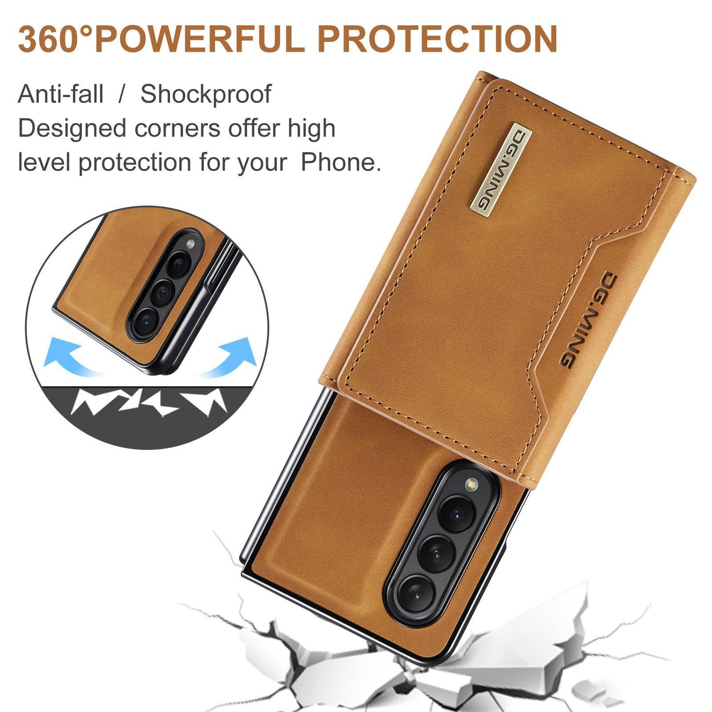 DG.MING M2 Series Phone Case for Samsung Galaxy Z Fold3 5G Shockproof Case Magnetic Absorption Detachable Wallet Phone Case Kickstand Protective Cover