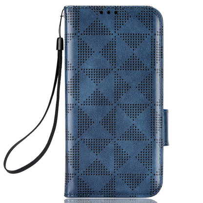 For Honor X9 5G / X30 5G / Magic4 Lite 5G Imprinted Triangle Pattern PU Leather Magnetic Flip Cover Stand Hand Strap Wallet Purse Case