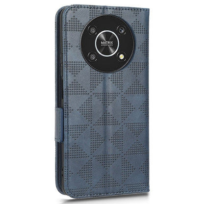 For Honor X9 5G / X30 5G / Magic4 Lite 5G Imprinted Triangle Pattern PU Leather Magnetic Flip Cover Stand Hand Strap Wallet Purse Case