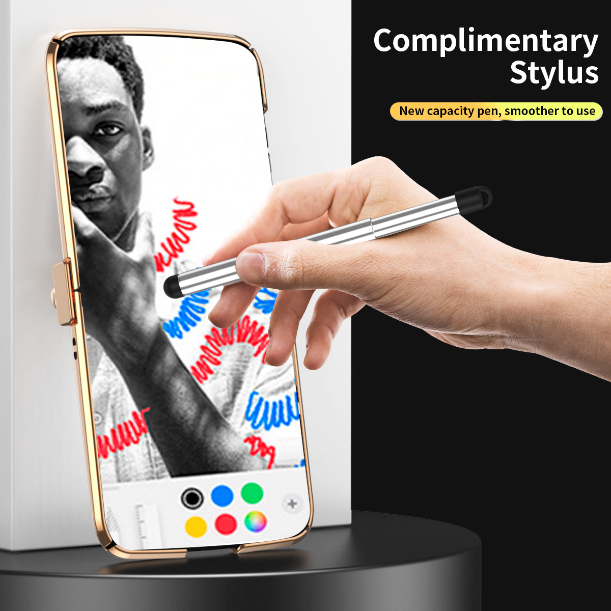 For Motorola Moto Razr 2022 5G Phone Case Shockproof Phone Cover Electroplating PU Leather + PC Phone Case with Pen