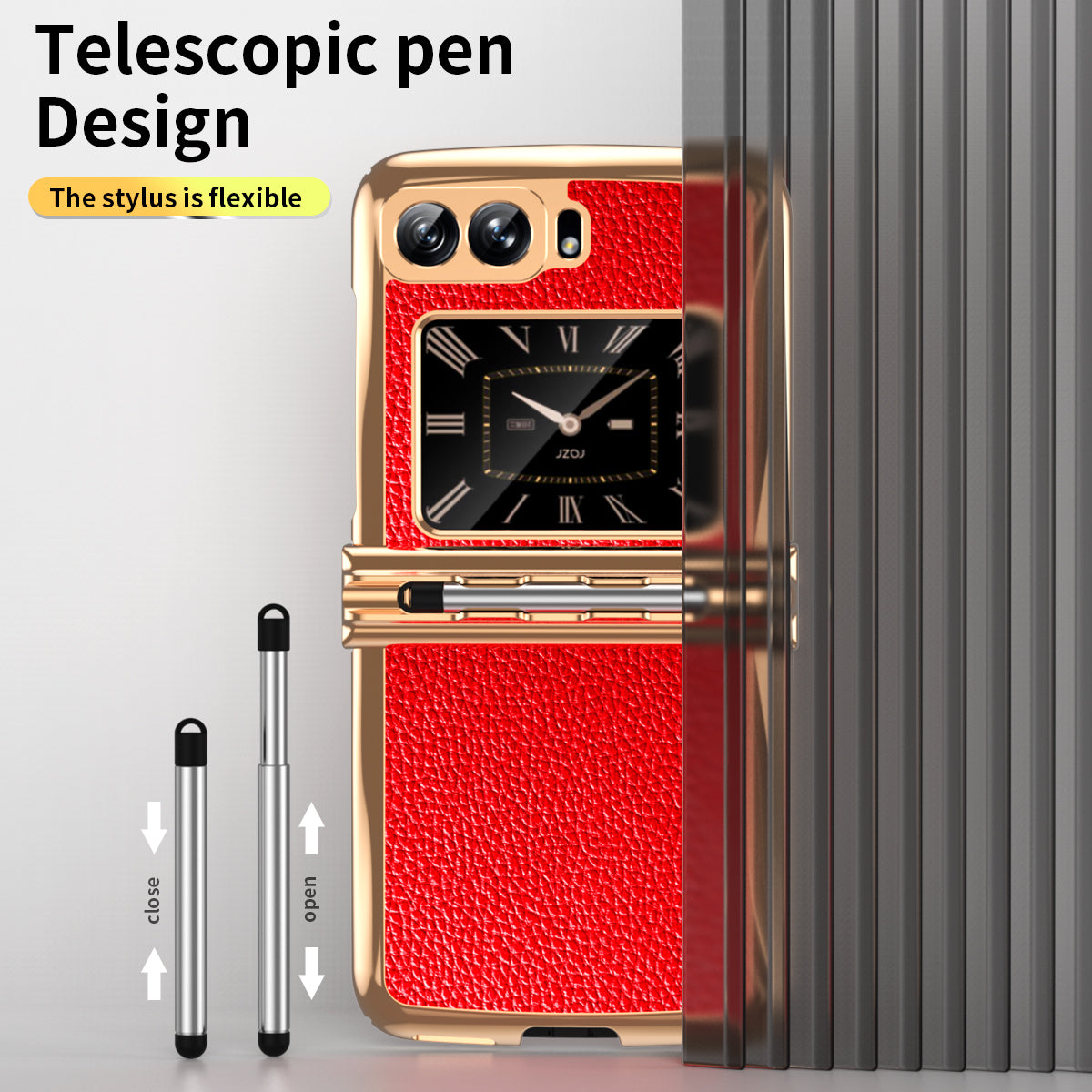 For Motorola Moto Razr 2022 5G Phone Case Shockproof Phone Cover Electroplating PU Leather + PC Phone Case with Pen