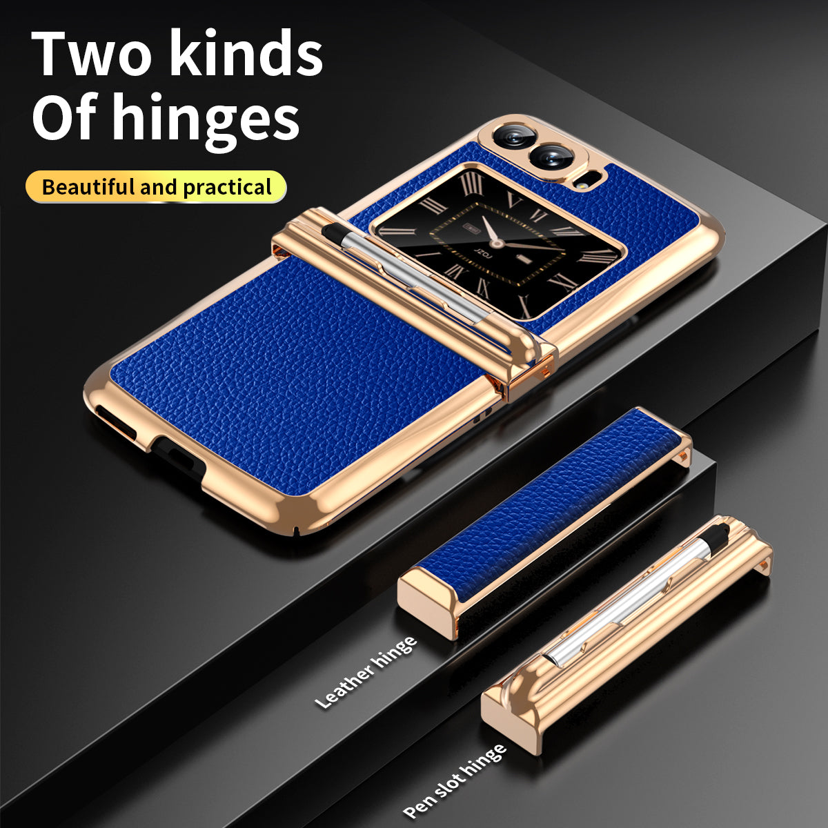 For Motorola Moto Razr 2022 5G Phone Case Shockproof Phone Cover Electroplating PU Leather + PC Phone Case with Pen