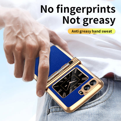 For Motorola Moto Razr 2022 5G Phone Case Shockproof Phone Cover Electroplating PU Leather + PC Phone Case with Pen