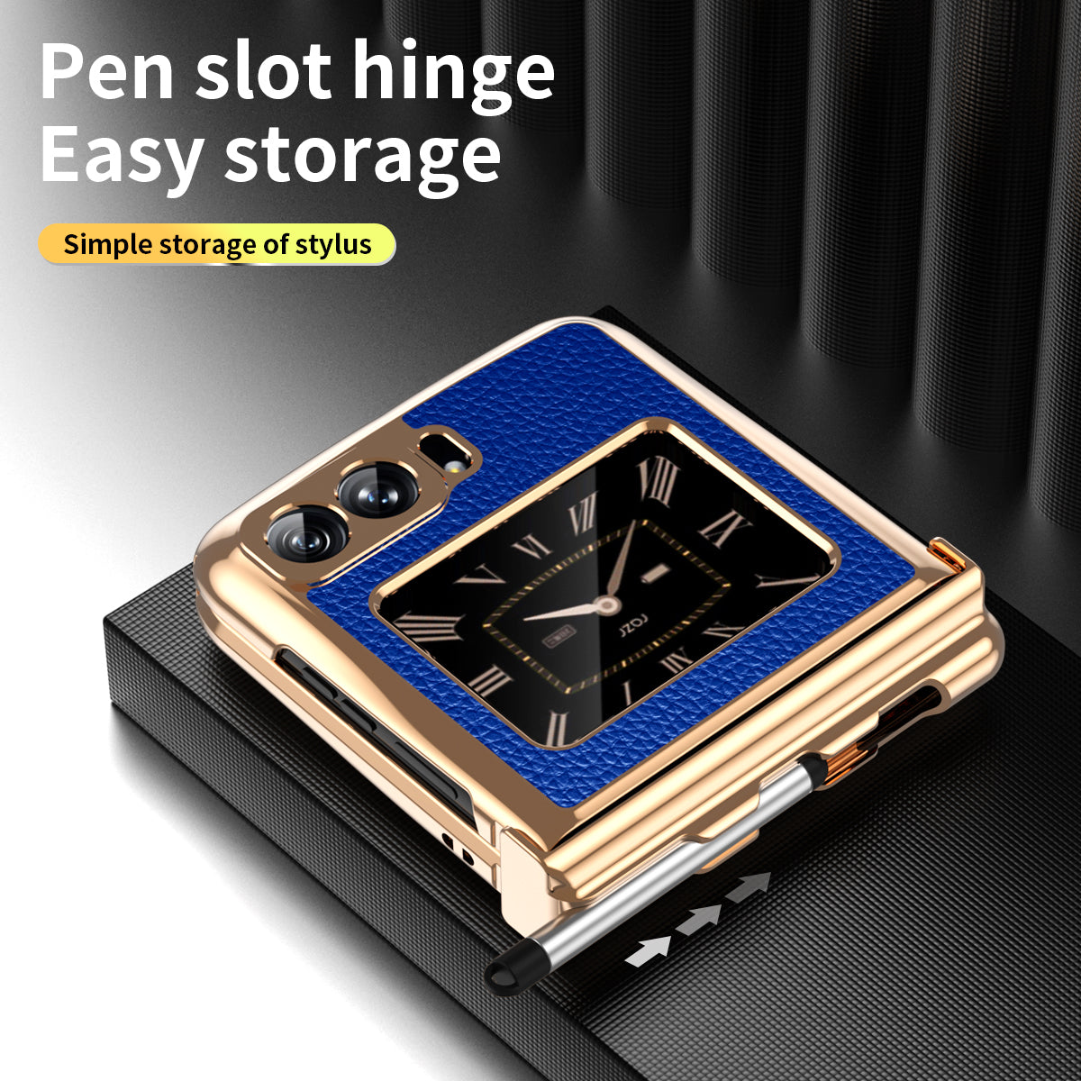 For Motorola Moto Razr 2022 5G Phone Case Shockproof Phone Cover Electroplating PU Leather + PC Phone Case with Pen