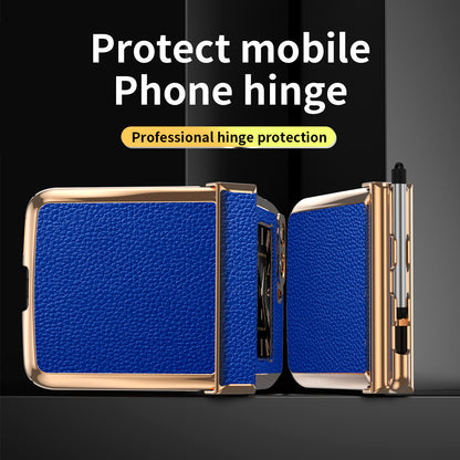 For Motorola Moto Razr 2022 5G Phone Case Shockproof Phone Cover Electroplating PU Leather + PC Phone Case with Pen