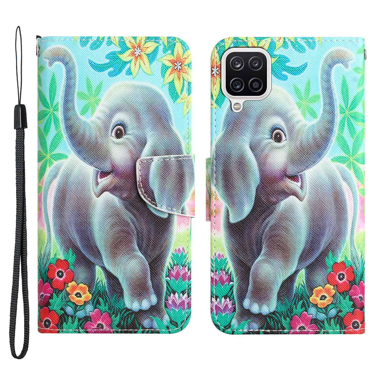For Samsung Galaxy A12 Cross Texture Full Protection Stand Wallet Case Pattern Printing PU Leather Phone Cover