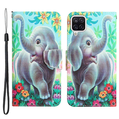 For Samsung Galaxy A12 Cross Texture Full Protection Stand Wallet Case Pattern Printing PU Leather Phone Cover