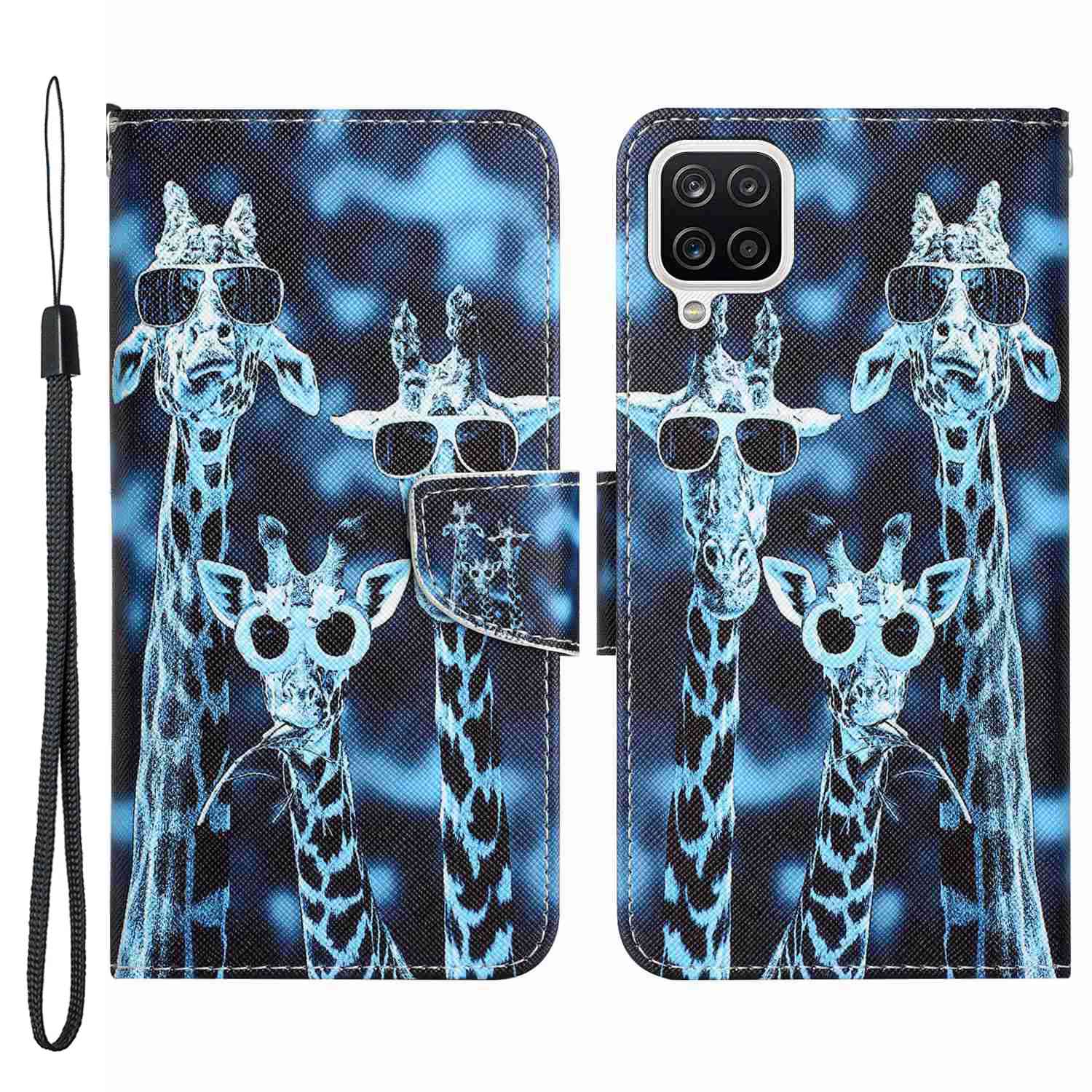 For Samsung Galaxy A12 Cross Texture Full Protection Stand Wallet Case Pattern Printing PU Leather Phone Cover