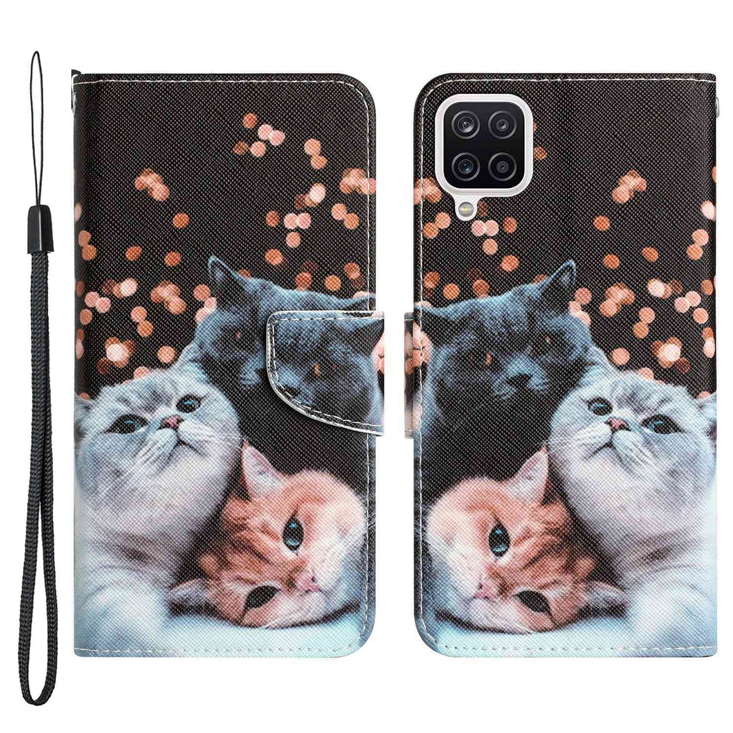 For Samsung Galaxy A12 Cross Texture Full Protection Stand Wallet Case Pattern Printing PU Leather Phone Cover