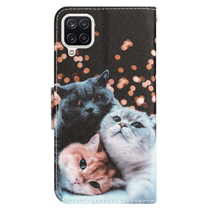 For Samsung Galaxy A12 Cross Texture Full Protection Stand Wallet Case Pattern Printing PU Leather Phone Cover