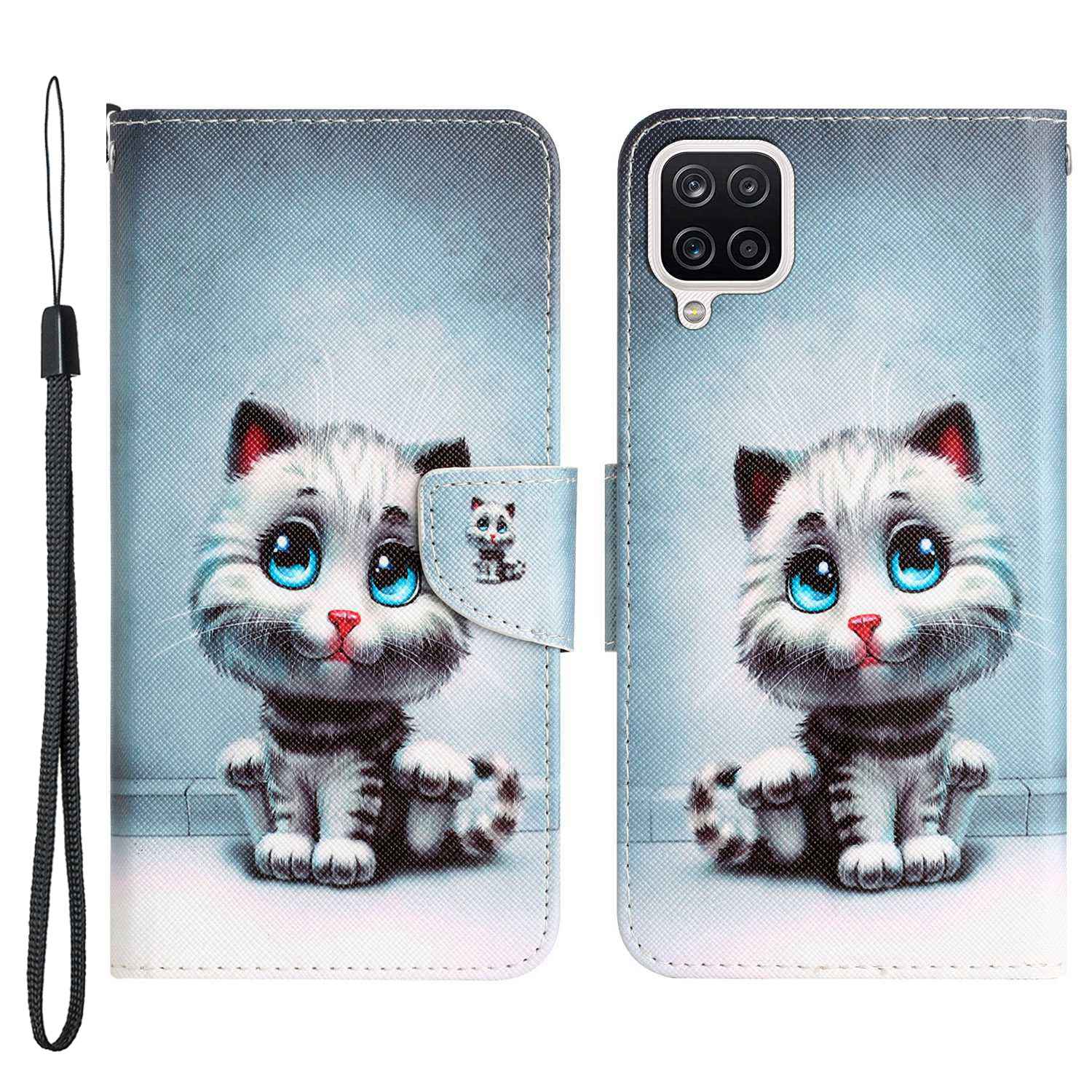 For Samsung Galaxy A12 Cross Texture Full Protection Stand Wallet Case Pattern Printing PU Leather Phone Cover