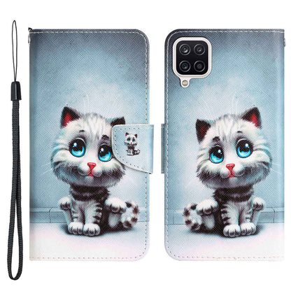 For Samsung Galaxy A12 Cross Texture Full Protection Stand Wallet Case Pattern Printing PU Leather Phone Cover