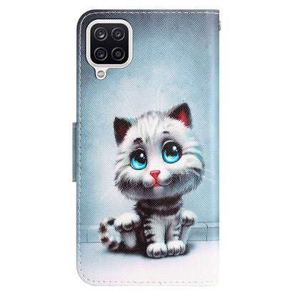 For Samsung Galaxy A12 Cross Texture Full Protection Stand Wallet Case Pattern Printing PU Leather Phone Cover