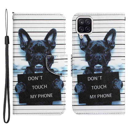 For Samsung Galaxy A12 Cross Texture Full Protection Stand Wallet Case Pattern Printing PU Leather Phone Cover