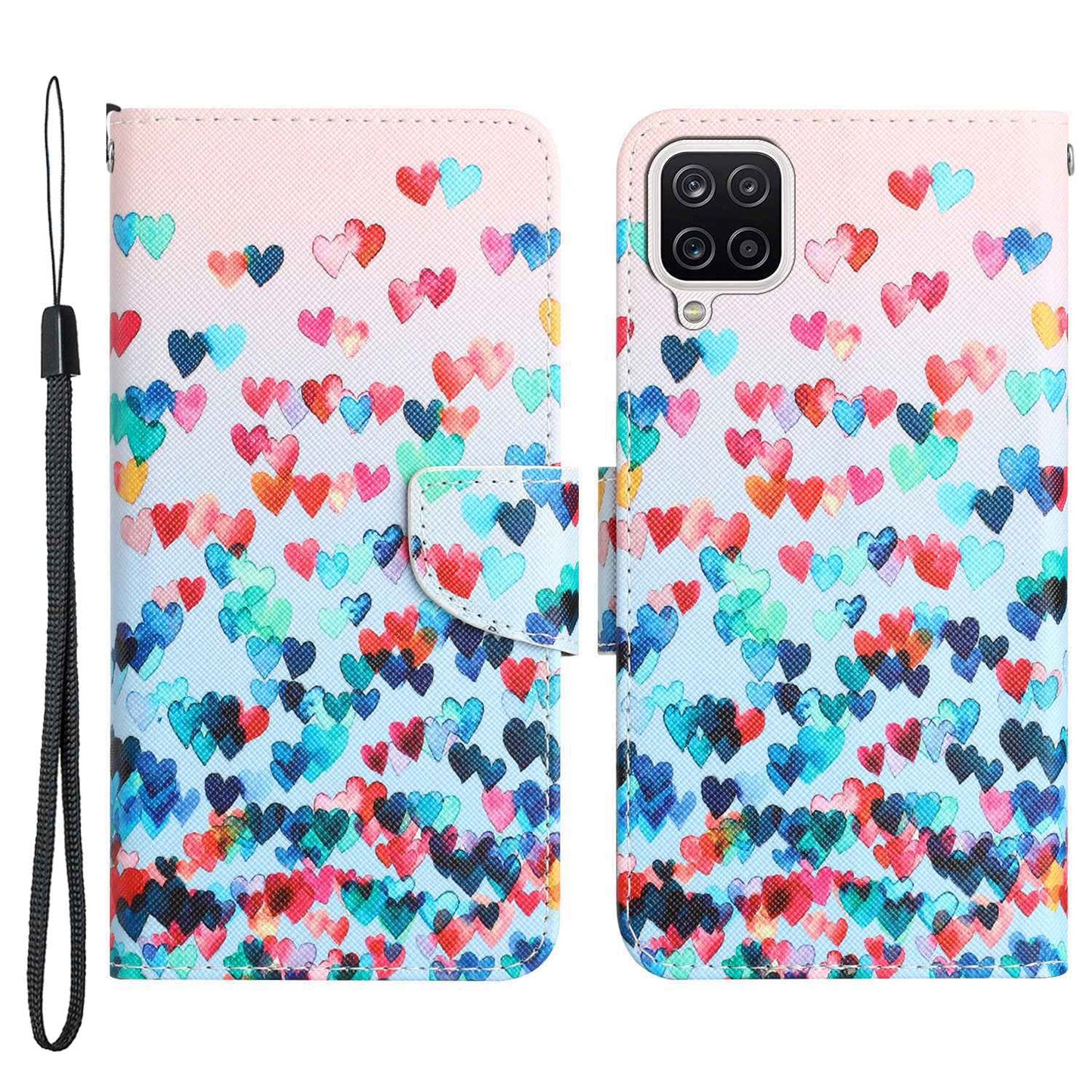 For Samsung Galaxy A12 Cross Texture Full Protection Stand Wallet Case Pattern Printing PU Leather Phone Cover