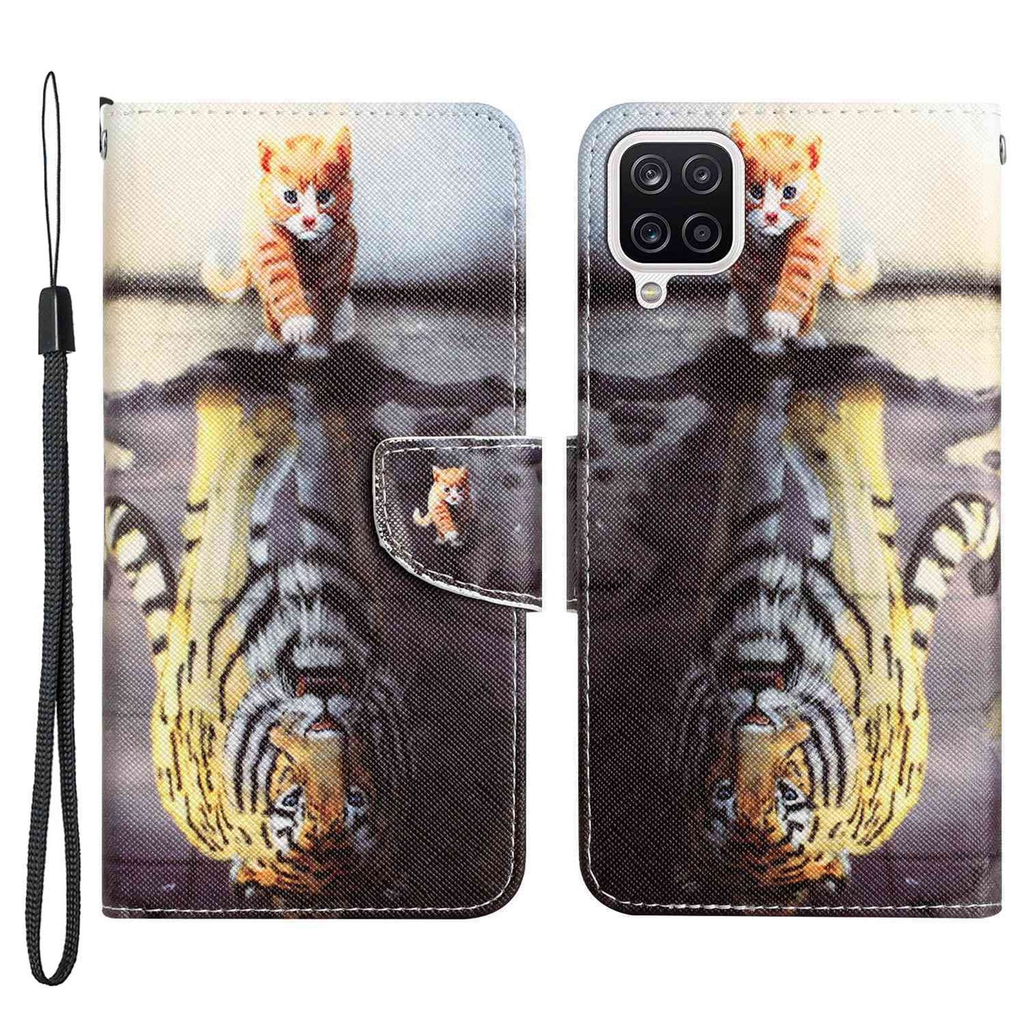 For Samsung Galaxy A12 Cross Texture Full Protection Stand Wallet Case Pattern Printing PU Leather Phone Cover