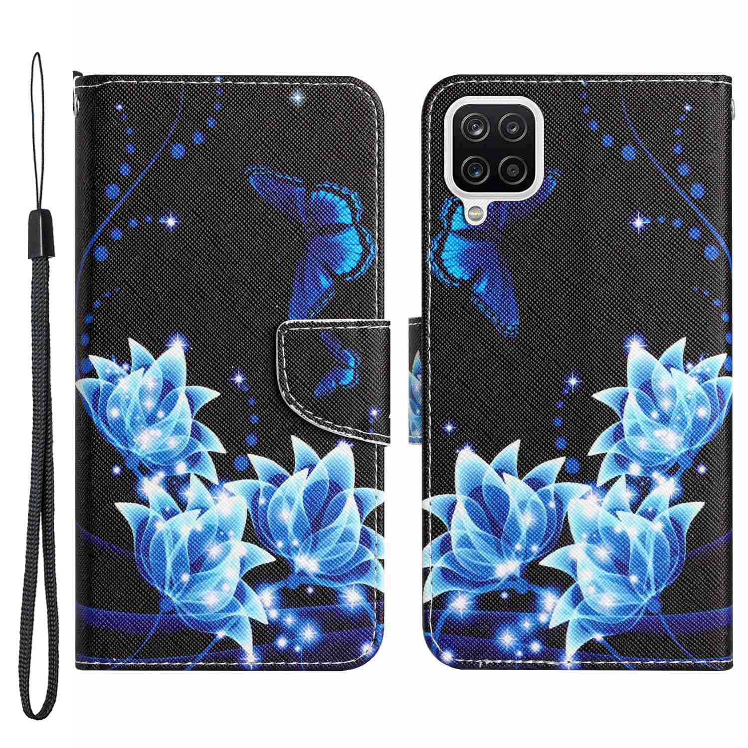 For Samsung Galaxy A12 Cross Texture Full Protection Stand Wallet Case Pattern Printing PU Leather Phone Cover
