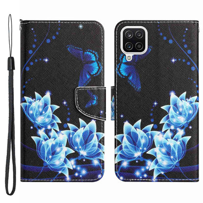 For Samsung Galaxy A12 Cross Texture Full Protection Stand Wallet Case Pattern Printing PU Leather Phone Cover