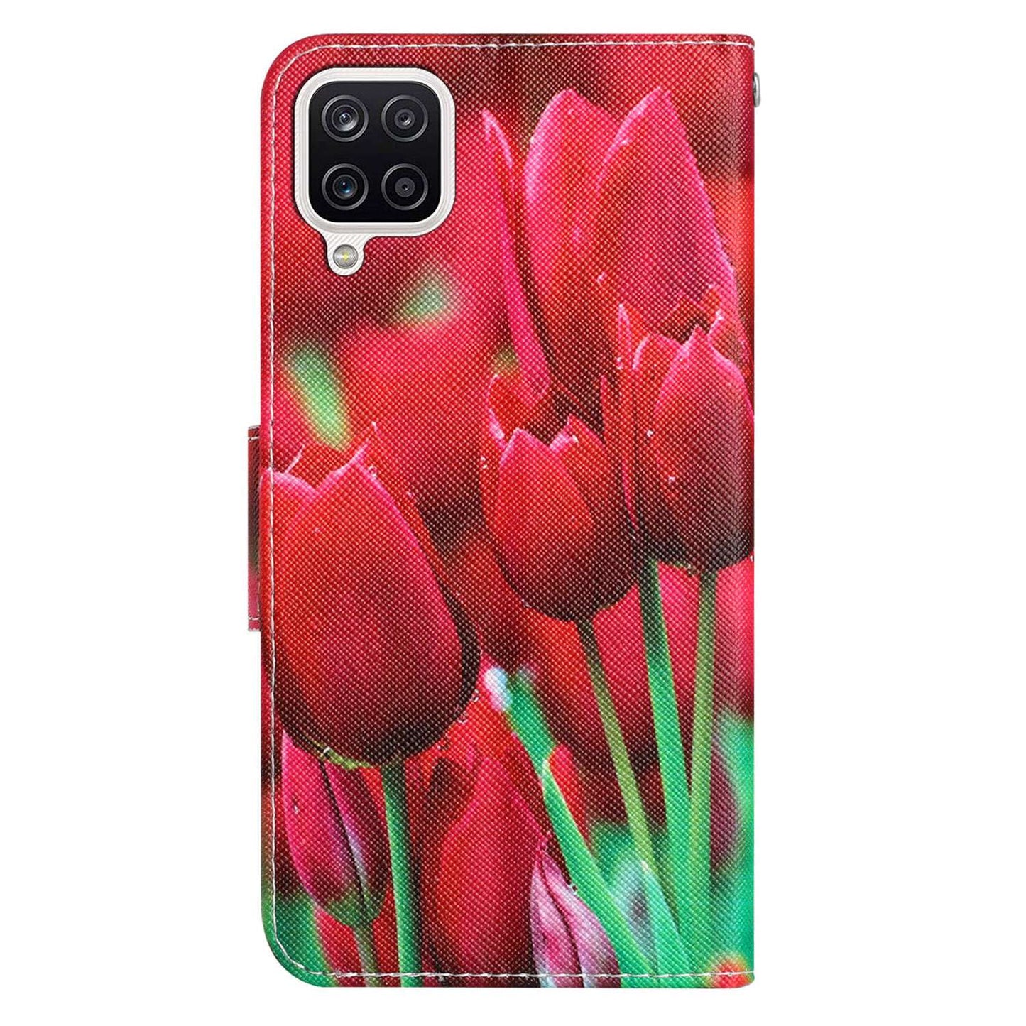 For Samsung Galaxy A12 Cross Texture Full Protection Stand Wallet Case Pattern Printing PU Leather Phone Cover