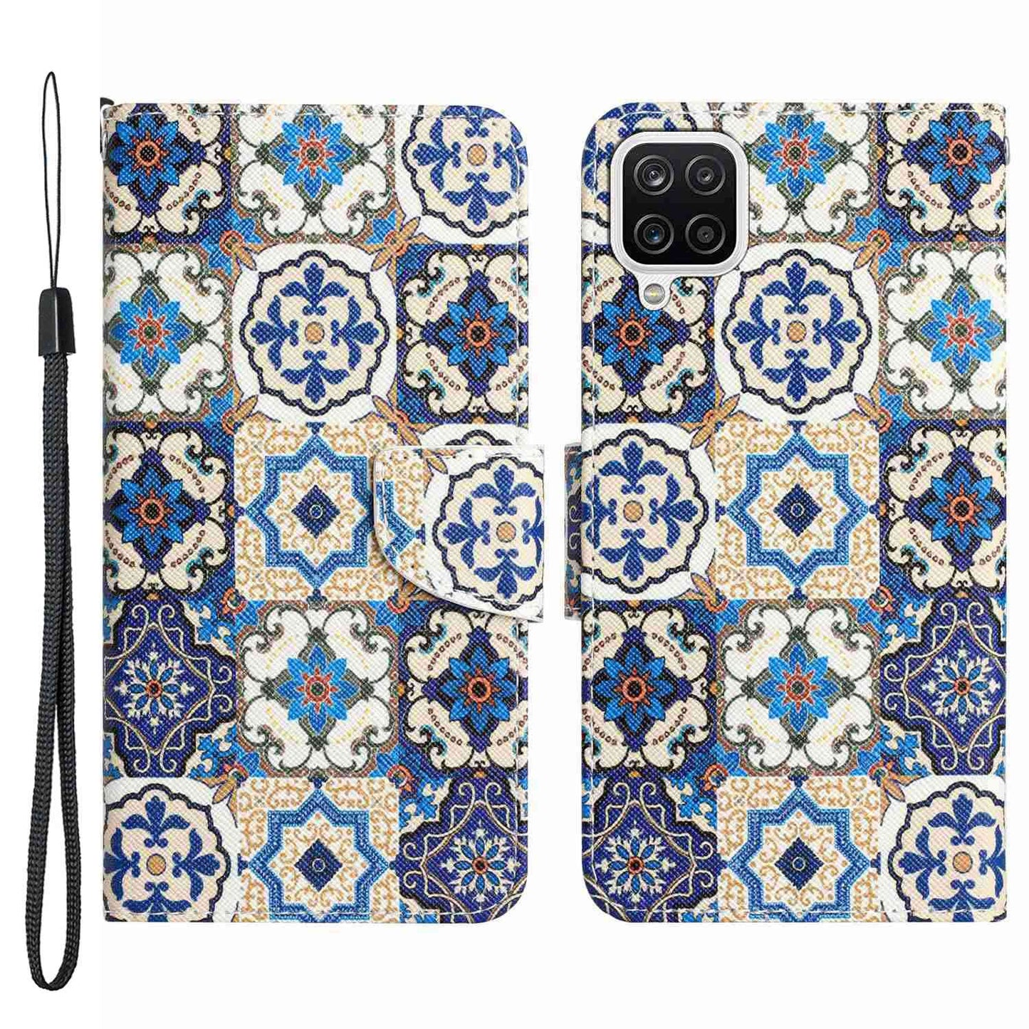 For Samsung Galaxy A12 Cross Texture Full Protection Stand Wallet Case Pattern Printing PU Leather Phone Cover