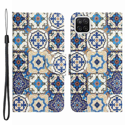 For Samsung Galaxy A12 Cross Texture Full Protection Stand Wallet Case Pattern Printing PU Leather Phone Cover