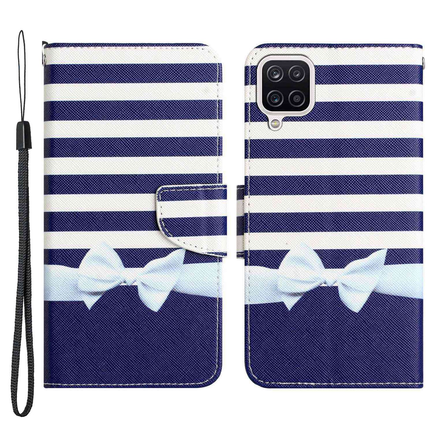 For Samsung Galaxy A12 Cross Texture Full Protection Stand Wallet Case Pattern Printing PU Leather Phone Cover