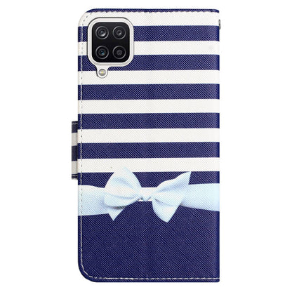 For Samsung Galaxy A12 Cross Texture Full Protection Stand Wallet Case Pattern Printing PU Leather Phone Cover