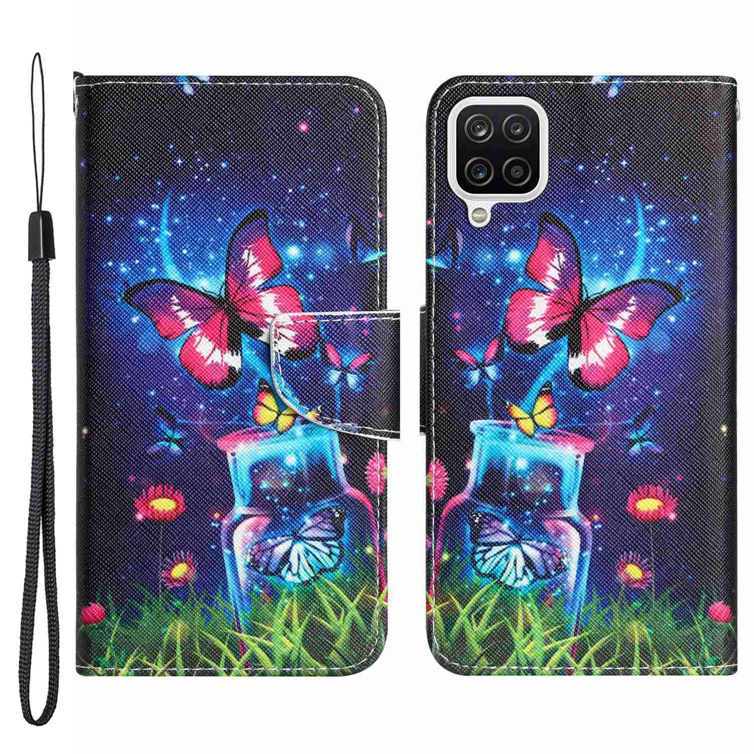 For Samsung Galaxy A12 Cross Texture Full Protection Stand Wallet Case Pattern Printing PU Leather Phone Cover